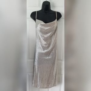 VS Dream Angels Silver Lamé Slip Dress